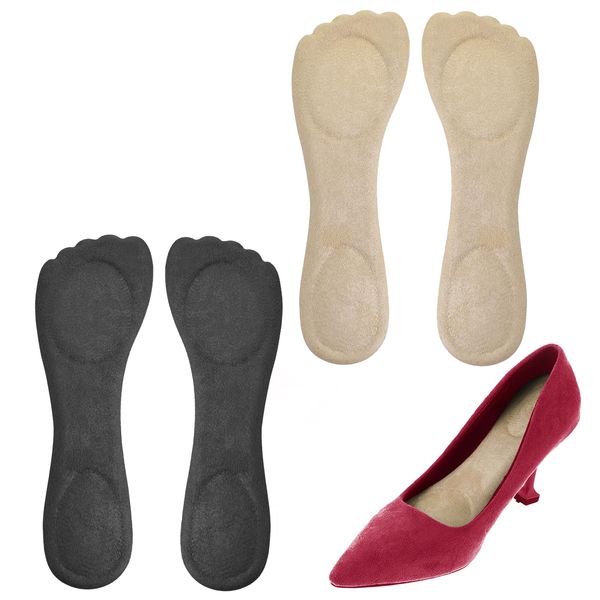 Gjinxi 2 Pairs High Heel Inserts Insoles for Women, 8.2 Inch Pigskin Arch Support Sandal Inserts Anti-Slip, 3/4 Adhesive Cushioning Insoles Gel Cushion Insoles for Dress Shoes Open Toe Shoes Flats