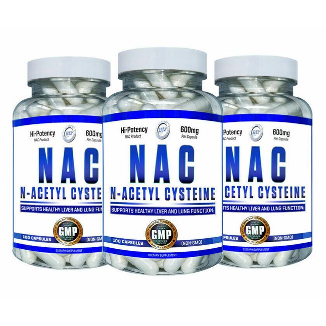 3X Bottles N-ACETYL-L-CYSTEINE 600 mg 300 Capsules NAC Hi Tech nonGMO USA 🇺🇸