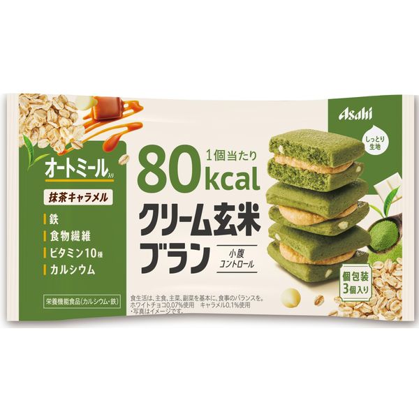 Asahi Group Food Cream Brown Rice Blan, 80 kcal, Matcha Caramel, 1.9 oz (54 g) x 6 Bags