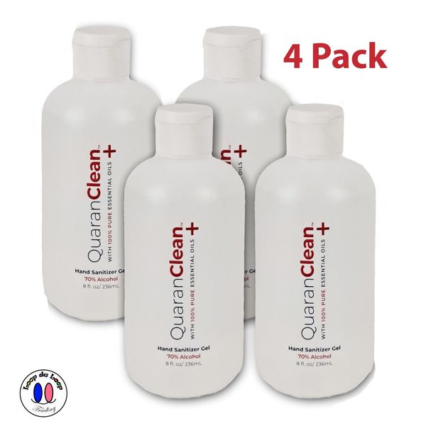 QuaranClean+ 70% Alcohol Hand Sanitizing Gel With Essential Oil 8 fl. oz -4 Pack