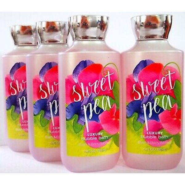 Bath Body Works SWEET PEA Luxury Bubble Bath, 10oz/295 mL, NEW x 4