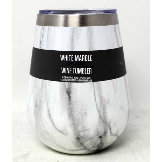 Thirstystone White Marble Stainless Steel Wine Tumbler (No Lid)