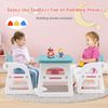 3PCS Children Table and Chair Set Activity Table Gift Kids With Building Blocks