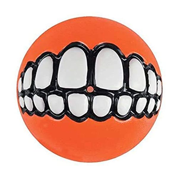 Grinz Balls for Dogs Funny Grinning Toy Smiling Teeth Rubber One Hollow Ball (Large - 3)