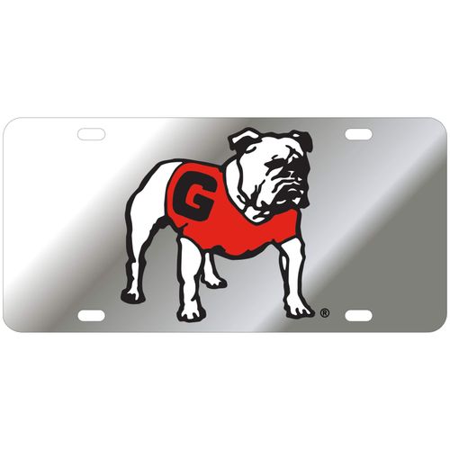 Dixie Dawgs UGA, Georgia Bulldogs Laser Cut and Inlaid Standing Bulldog License Plate/Car Tag