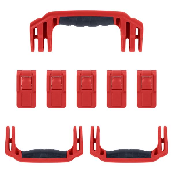 Pelican 1606 Replacement Handle & Latch Set by ColorCase - Red Handles & Push Button Latches