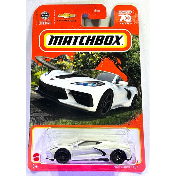 Matchbox - Corvette - 2020 - White - Matchbox 70 Years - 2023 - Mint/NrMint Ships Bubble Wrapped in a Sized Box