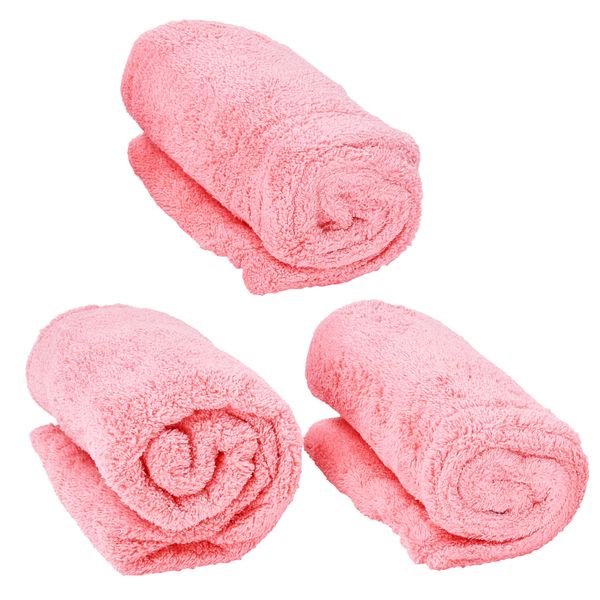 Noa Store Microfiber Hair Towel Wrap Set of 3 - Quick Drying Hair Turban Towel for Women - Perfect for Curly, Long, and Thick Hair - Lightweight and Comfortable - One Size Fits All - Pink