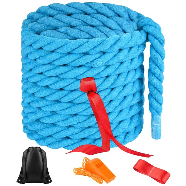 NEBURORA 20FT Tug of War Rope for Kids and Adults Outdoor Games Field Day Family Reunion Summer Outside Yard Backyard Lawn Camping Picnic Carnival Party Games Blue