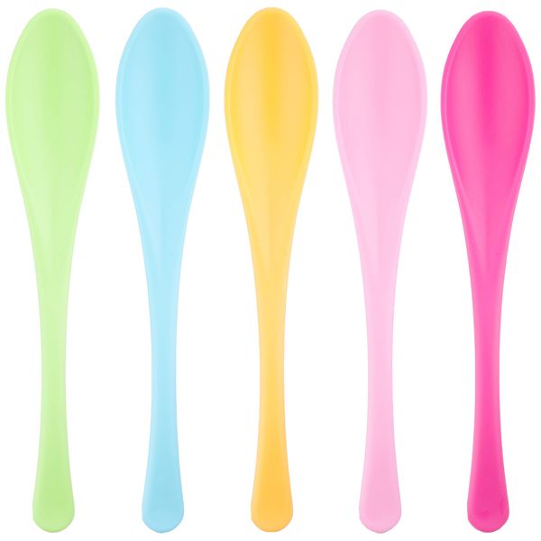 Nagao Heat Resistant Plastic Soft Spoon Set of 5 Colorful Dishwasher Safe Made in Japan