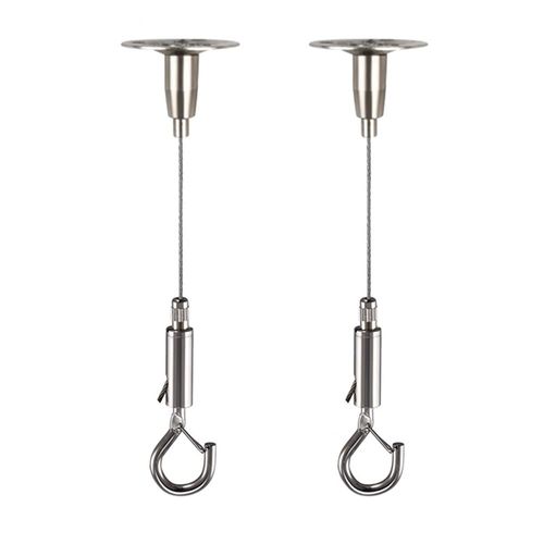 Set of 2, Drop Prevention Wire, Sling with Hooks, Adjustable Stainless Steel Wire, Power Mini Wire, For Picture Rails, Stainless Wire, Hanging Bracket, Hanging Hook, Length 59.1 inches (150 cm),