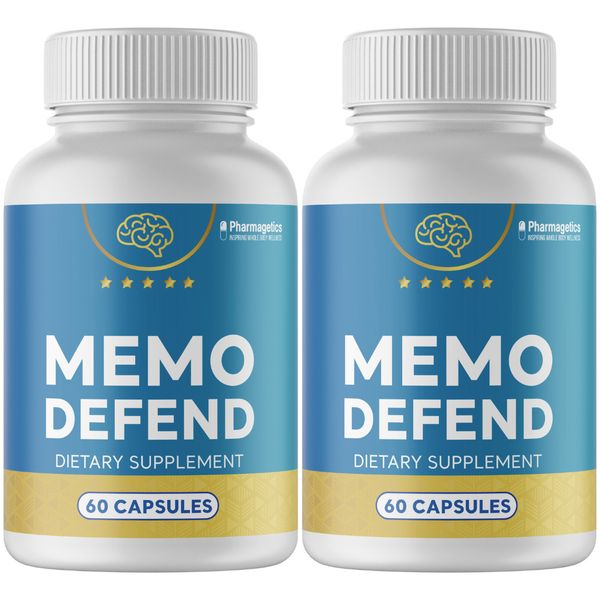 Memo Defend - Mind Brain Memory Booster, Nootropic - 2 Bottles, 120 Capsules