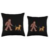 Bigfoot Sasquatch Walking Airedale Terrier Dog Throw Pillow