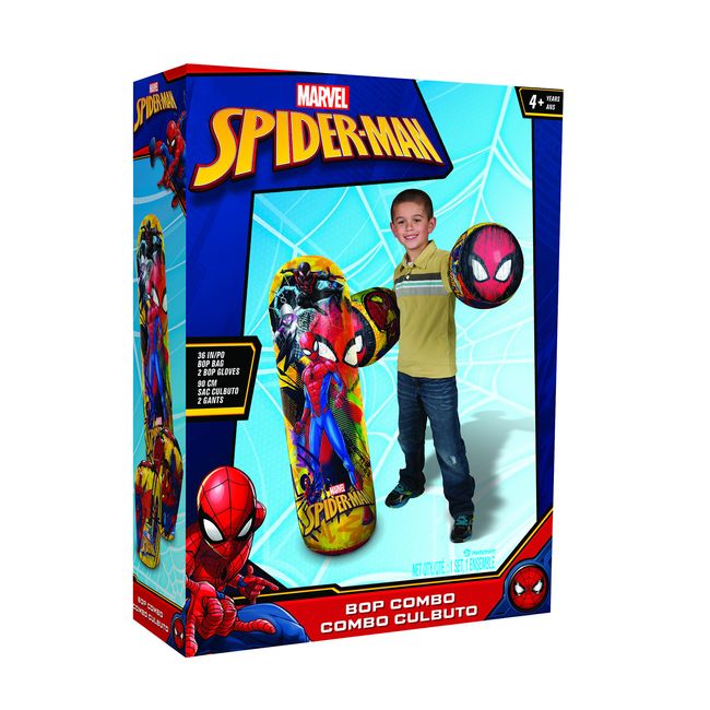 Hedstrom Spiderman Bop Bag Inflatable Punching Bag and Gloves Set, 36 Inch