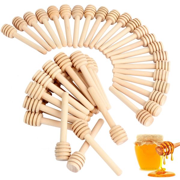 51 PCS Honey Dipper, 3 Inch Mini Wooden Honeycomb Sticks, Small Honey Stirrer Stick, Honey Sticks for Honey Jar Dispense Drizzle Honey and Wedding Party Favors Gift