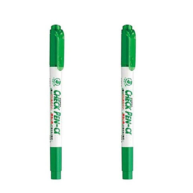 Zebra Checkerpen Alpha Water-Based Markers, Green, Set of 2