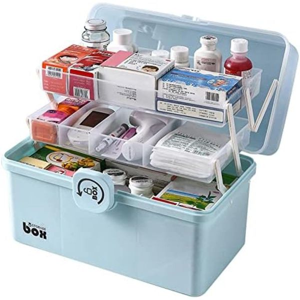 Empty First Aid Kit Portable Medicine Chest Organizer Storage Multi-layer Portable Storage Box with Handle Home Medicine Organizer for Home and Office