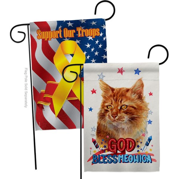 Breeze Decor Patriotic Ginger Garden Flag Pack Cat Kitten Meow Spoiled Paw Fur Pet Nature Farm Animal Creature Support Our Troops House Banner Small Yard Gift Double-Sided, Made in USA