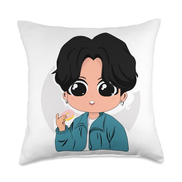 Cute JK Donut Boy Cartoon Throw Pillow