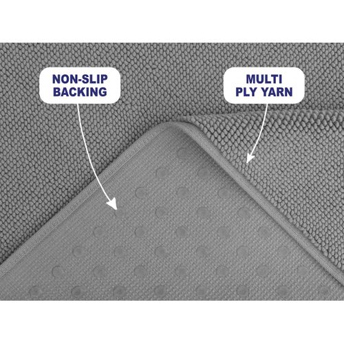 American Soft Linen Bath Rug, 20 in 34 in 100% Cotton Bath Mats Rugs for Bathroom, Non Slip Washable Shaggy Form Area Rugs, Light Grey Bath Rug