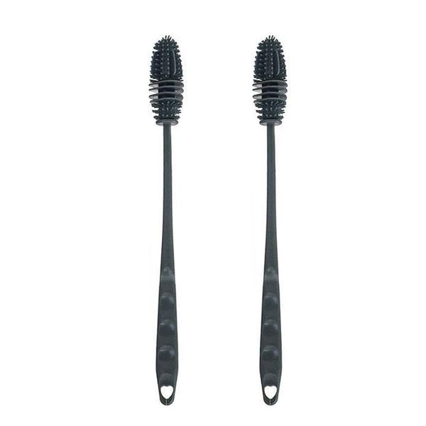 2 Pieces of 27.5cm Bottle Brushes, Silicone Long-Handled Glass Brush, Bottle Cleaning Brush, Suitable for Kitchen Bottles, Glasses Brush, Dishwashing Brush (Grey)