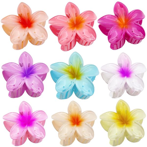 YushengTai 9 Stück Blumen Haarspangen, niedliche Acryl-Haarklammern für Frauen, große Haarklammer für dickes Haar, starker Halt, Haarspange für Frauen, Mädchen, Geschenke