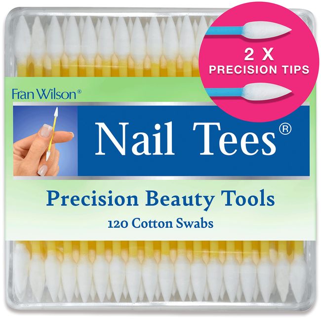 Fran Wilson NAIL TEES COTTON TIPS 120 Count (2 PACK) - The Ultimate Nail Tool, Multi-Purpose Double-sided Swabs with Pointed Ends for Precise Touch-ups and the Perfect At-Home Manicure &amp; Pedicure