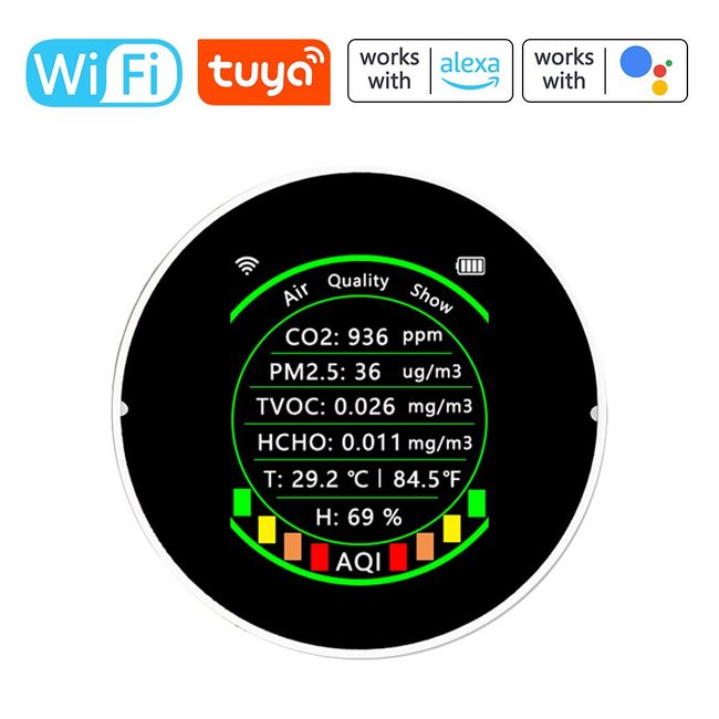Tuya Wifi Air Quality Meter PM2.5 Temperature Humidity Tester Portable LED  Display For Home Office - AliExpress