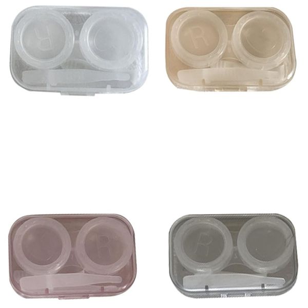 Contact Lens Case, Contact Lens Storage Case, Contact Lens Storage Case, Storage Box, Daily Use, Transparent Plastic, Convenient to Carry, Perfect for Travel, Pack of 4, White, Shabby Chic