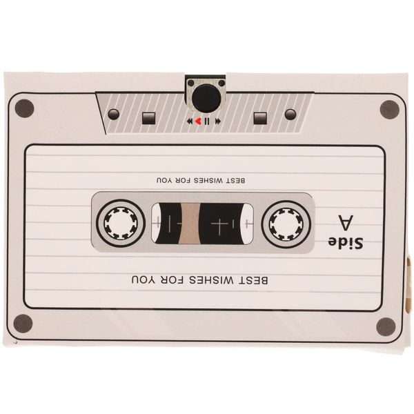 DIKACA Tape Recording Greeting Card Cards Recorder Wedding Guestbook Message Voice Record Birthday Talking Greeting Card with Voice Message Cassette Thank Cardboard Plus Chip White