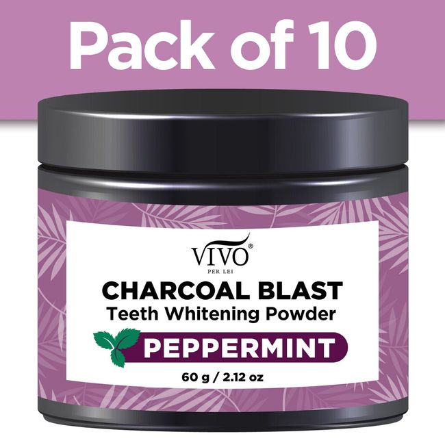 Vivo Per Lei Remineralizing Tooth Powder with Activated Charcoal-2.12 Oz- 10Pack