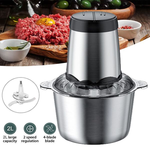 Food Processor Blender 2L Chopper Mixer Meat Spices Grinder Smoothie Maker US