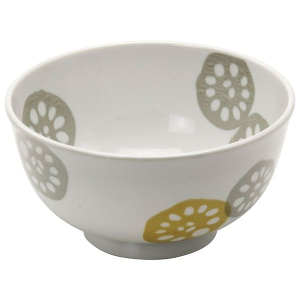 Mino Ware 134303 Lightweight Rice Bowl Dish, Lotus Root Pattern, Yellow, Diameter 6.5 inches (16.5 cm), Height 3.4 inches (8.6 cm), Microwave and Dishwasher Safe, Made in Japan