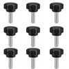 TOP-VIGOR 9Pcs M6 x 15mm Male Thread Knurled Clamping Knobs Grip, Thumb Screw on Type Round Head Clamping Handle Bolt with Plastic Knobs