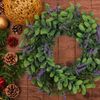Cisolen Artificial Lavender Wreath Artificial Garland Decorative Wall Wreath Plastic Flower Wreath for Indoor Outdoor Wedding Party Garden Wall Decoration Front Door Home Wedding Decor