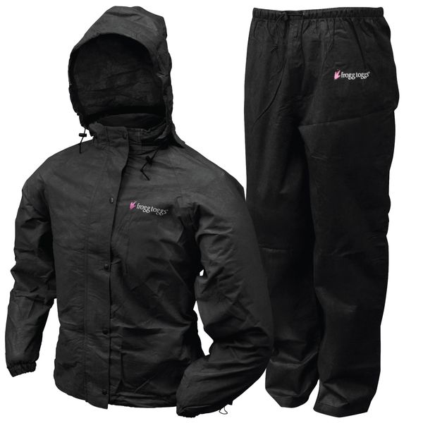 FROGG TOGGS Women's Classic All-Purpose Waterproof Breathable Rain Suit, Black, X-Large