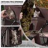 Brown Foldable Dog Stroller Pet Cage Carrier Cart w/Adjustable Canopy+Cup Holder