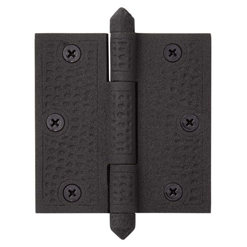 Signature Hardware 434564 Hammered 3.5" x 3.5" Cast Iron Plain Bearing Square Corner Door Hinge - Single Hinge - Black Powder Coat