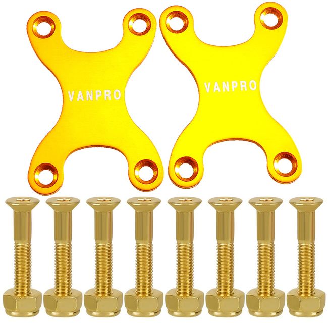 VanPro Skateboard Longboard Anti-sink Screw Gasket Prevent Sag Accessories (Snow Gold, Pack of 2) (Gold, 4 Holes Round Outside)..