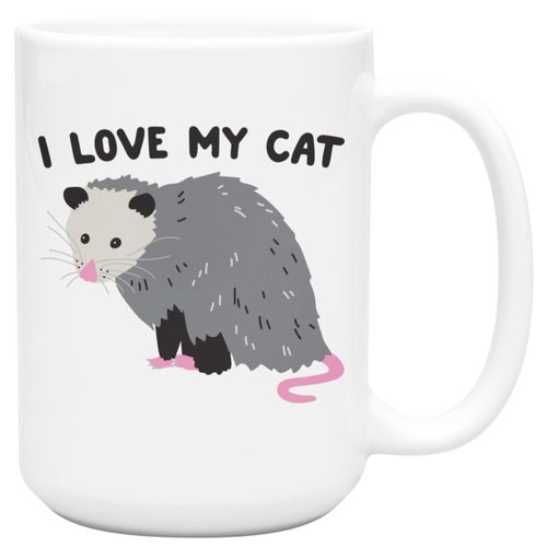 LookHUMAN Possum Coffee Mug - Funny Mug & Cat Mug, Double-Sided Print Ceramic Coffee Cups, Opossum Cup as Opossum Gifts for Possum Lover, Dishwasher Safe Novelty Coffee Mugs for Women & Men, 15oz