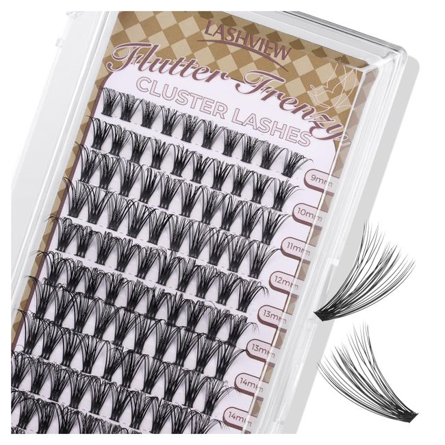 LASHVIEW Lash-Extension-Clusters 120pcs D Curl Lash Clusters Natural Look Cluster Lashes Extensions Super Thin Band & Soft Lashes Reusable 9-16mm MIX (30D)