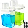 Laundry Detergent Dispenser Container, Plastic Detergent Dispenser for Laundry Room/Powder/Fabric Softener with Labels/Tray, Clear