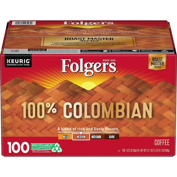 Folgers 100% Colombian Medium Roast Coffee (100 K-Cups)