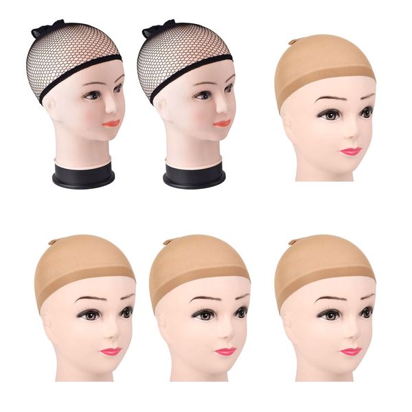 6 Stück Wig Cap,Haarnetz für Perücken,Haarnetz Perücke,Perückenkappe,Perückennetz,Haarnetze,Hair Wig Zubehör,Bald Cap,Glatzenkappe Perückenband,Rutschfest Perückenkappen,Netz Perückennetz Perücken