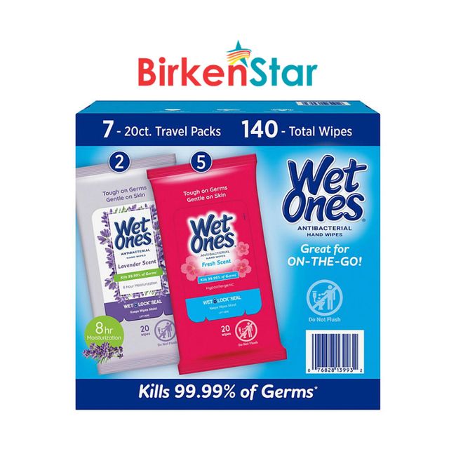 Wet Ones Antibacterial Hand Wipes, Fresh Scent/Lavender (20 ct., 7 pk.)