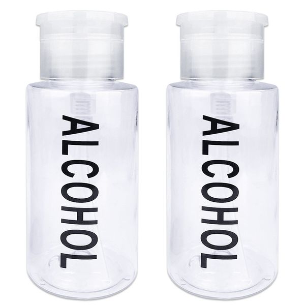 Pana 7oz Alcohol Labeled Pump Dispenser Empty Bottle w/Flip Top Cap - Clear 2pcs