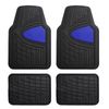 4pcs Tall Channel Rubber Floor Mats Blue Black