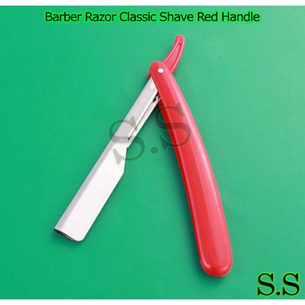 Straight Barber Razor Classic Shave Red Handle B-765