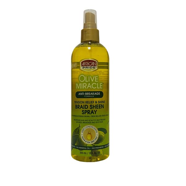 African Pride Olive Miracle Anti-Breakage Braid Sheen Spray 355 ml/12 fl.oz by AFRICAN PRIDE