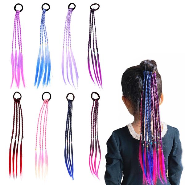 Beauty PLAYER Braid Wig, Set of 5, Kids Extension, Dance, Gradient, Ponytail, Hair Extension, Colorful Wig, Kids Dance, Recitals, Easy to Wear (5 Gradient Purple)